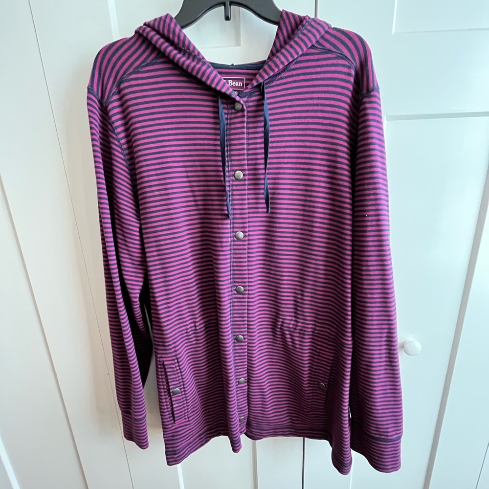 LL Bean striped hoodie jacket XL